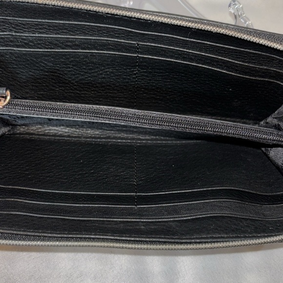 Michael Kors Rose Gold Plate Black Pebbled Leather Continental Wallet - Picture 5 of 9